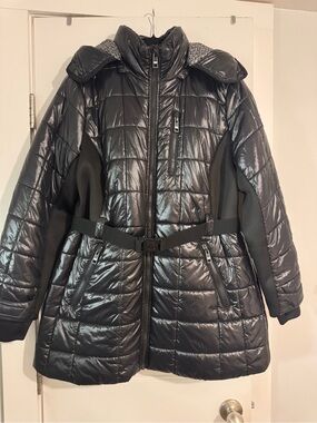 Michael Kors Black Quilted Belted Puffer Jacket XL